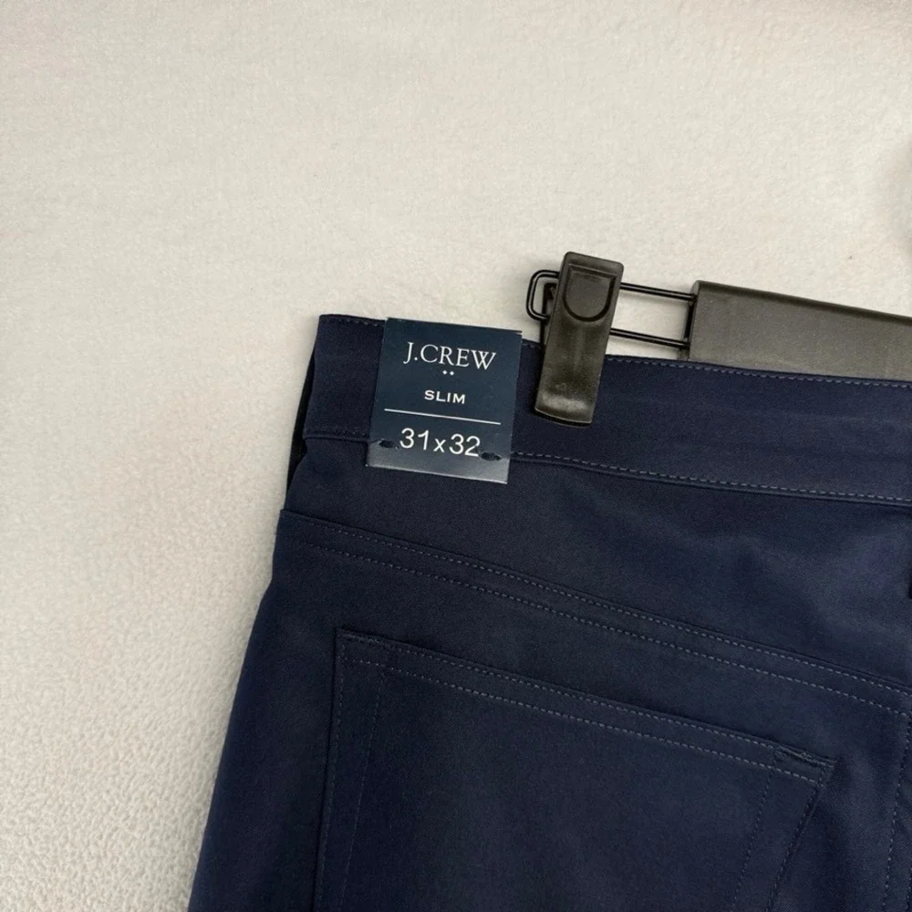 J.Crew Tech Pant Mens 31x32 Navy Blue Slim Five-Pocket Performance Chino NEW